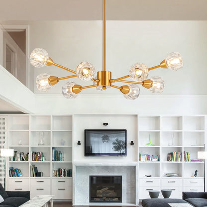 Gold Nine Light Metal Chandelier HomeRoots