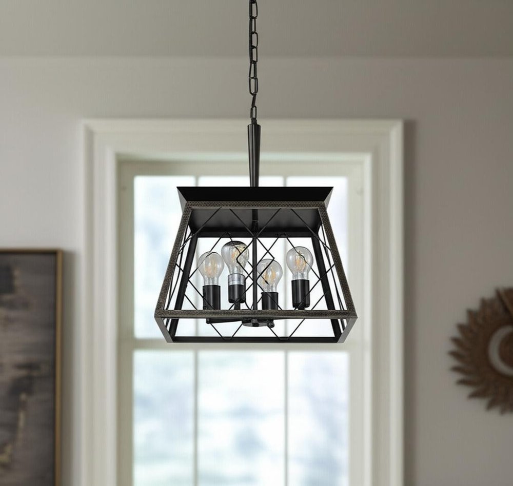 Gold Four Light Metal Chandelier With Gold Shades HomeRoots