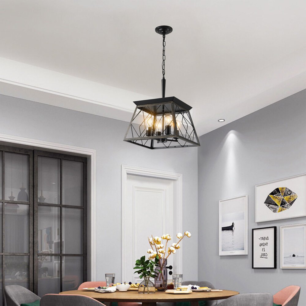 Gold Four Light Metal Chandelier With Gold Shades HomeRoots