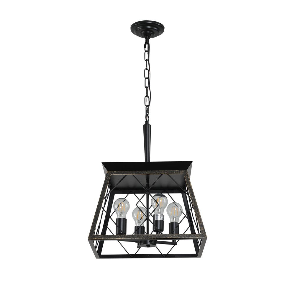 Gold Four Light Metal Chandelier With Gold Shades HomeRoots