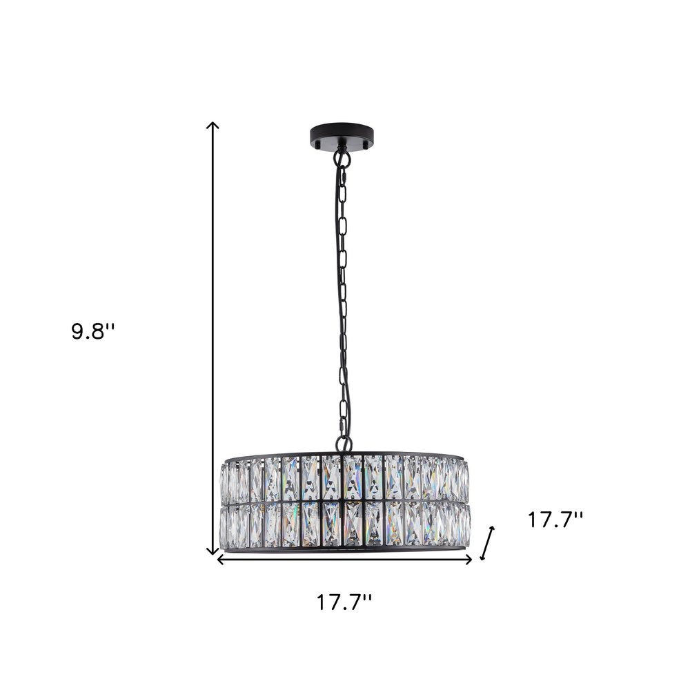 Black Six Light Metal Chandelier With Black Shades HomeRoots