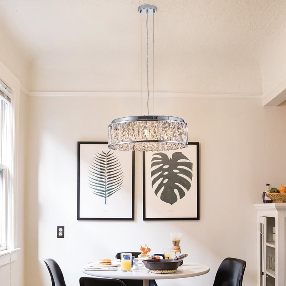 Silver Seven Light Metal Chandelier With Silver Shades HomeRoots