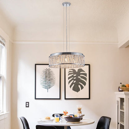 Silver Seven Light Metal Chandelier With Silver Shades HomeRoots