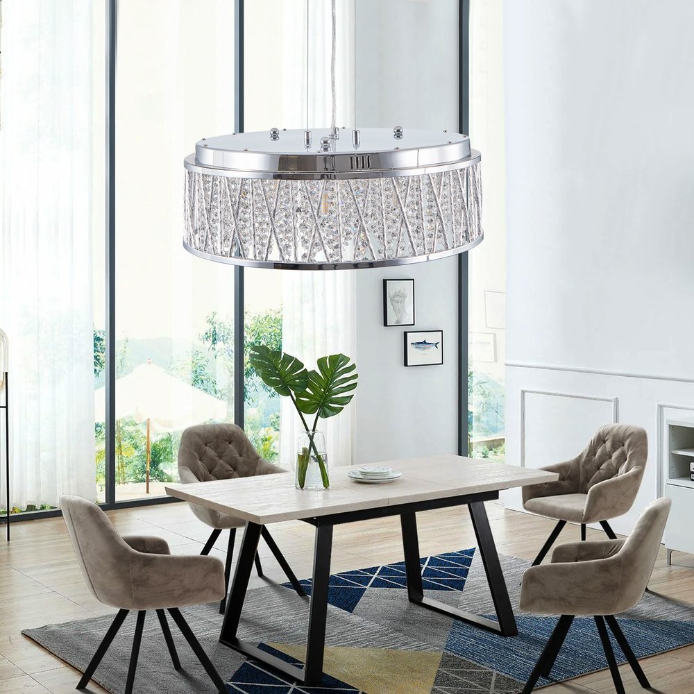Silver Seven Light Metal Chandelier With Silver Shades HomeRoots