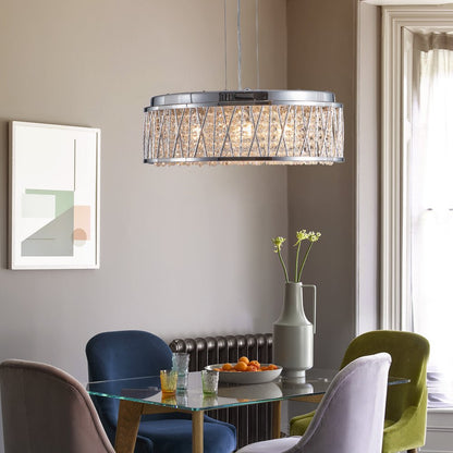 Silver Seven Light Metal Chandelier With Silver Shades HomeRoots