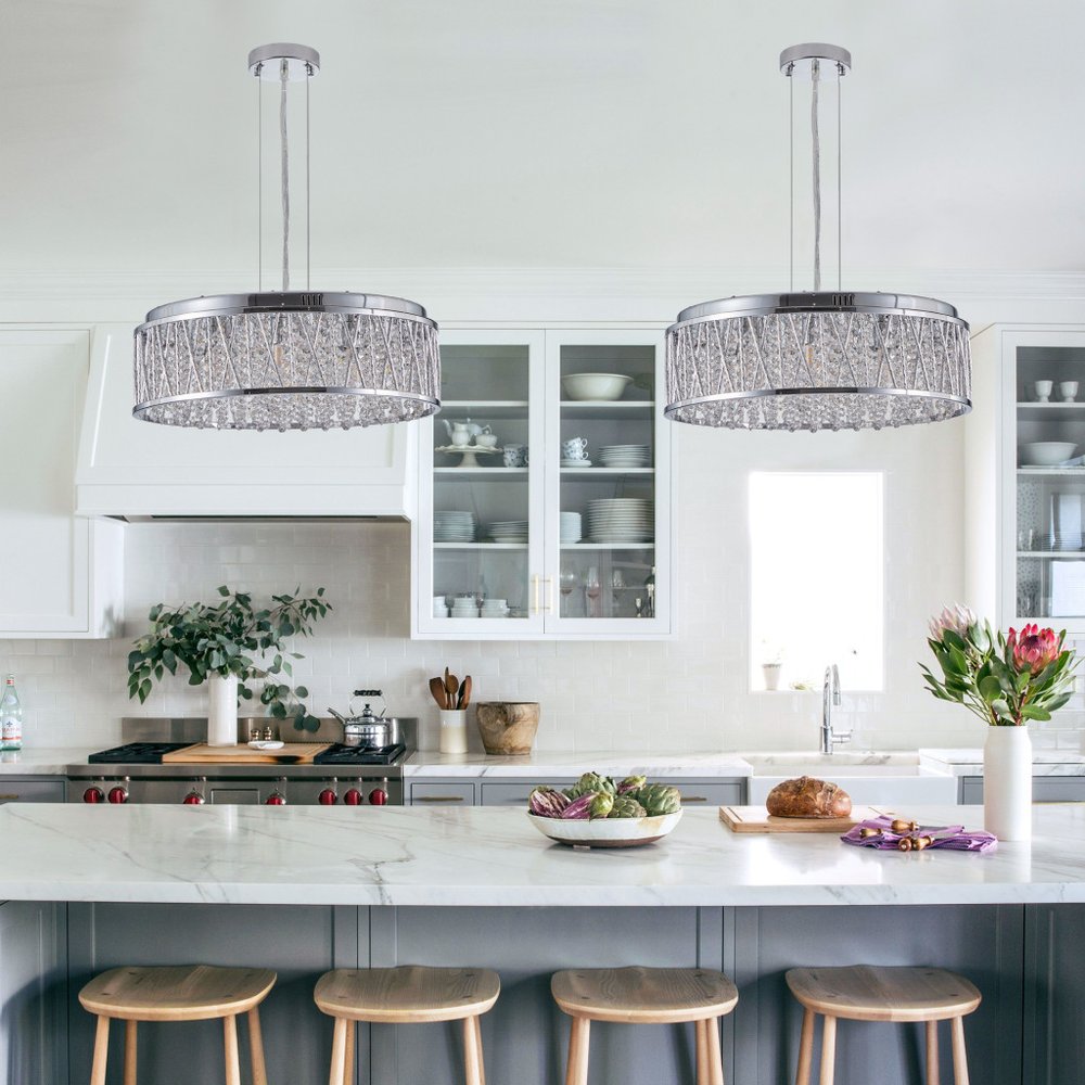 Silver Seven Light Metal Chandelier With Silver Shades HomeRoots