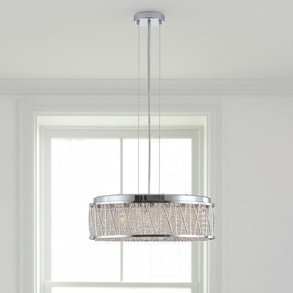 Silver Seven Light Metal Chandelier With Silver Shades HomeRoots