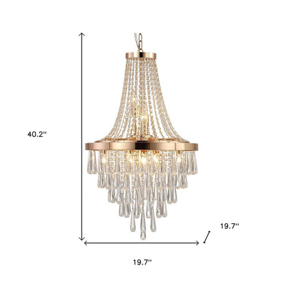 Gold Eleven Light Metal Chandelier With Gold Shades HomeRoots