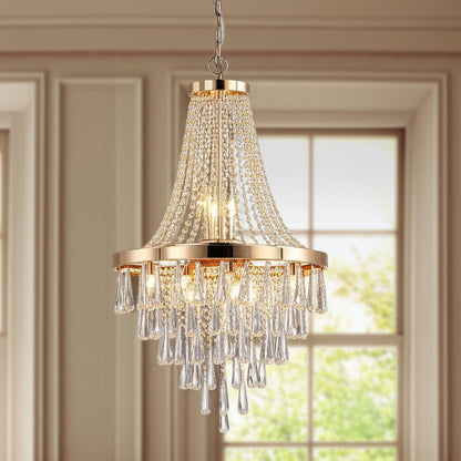 Gold Eleven Light Metal Chandelier With Gold Shades HomeRoots