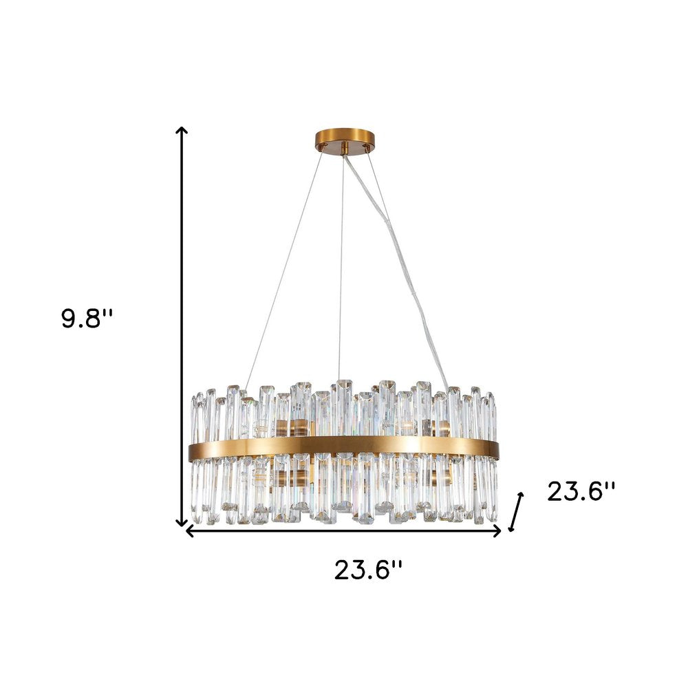 Gold Twelve Light Metal Chandelier With Gold Shades HomeRoots