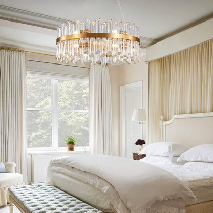 Gold Twelve Light Metal Chandelier With Gold Shades HomeRoots