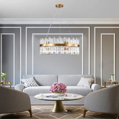 Gold Twelve Light Metal Chandelier With Gold Shades HomeRoots