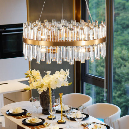 Gold Twelve Light Metal Chandelier With Gold Shades HomeRoots