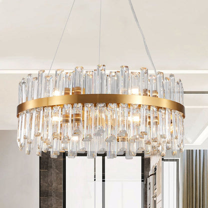 Gold Twelve Light Metal Chandelier With Gold Shades HomeRoots