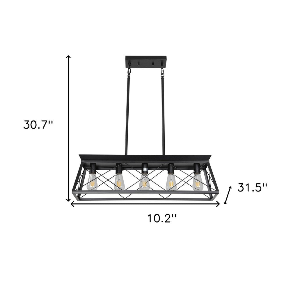 Black Five Light Metal Chandelier With Black Shades HomeRoots