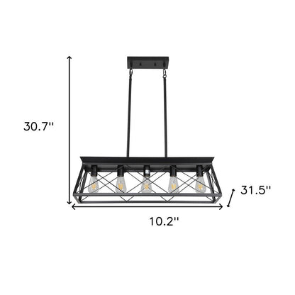 Black Five Light Metal Chandelier With Black Shades HomeRoots