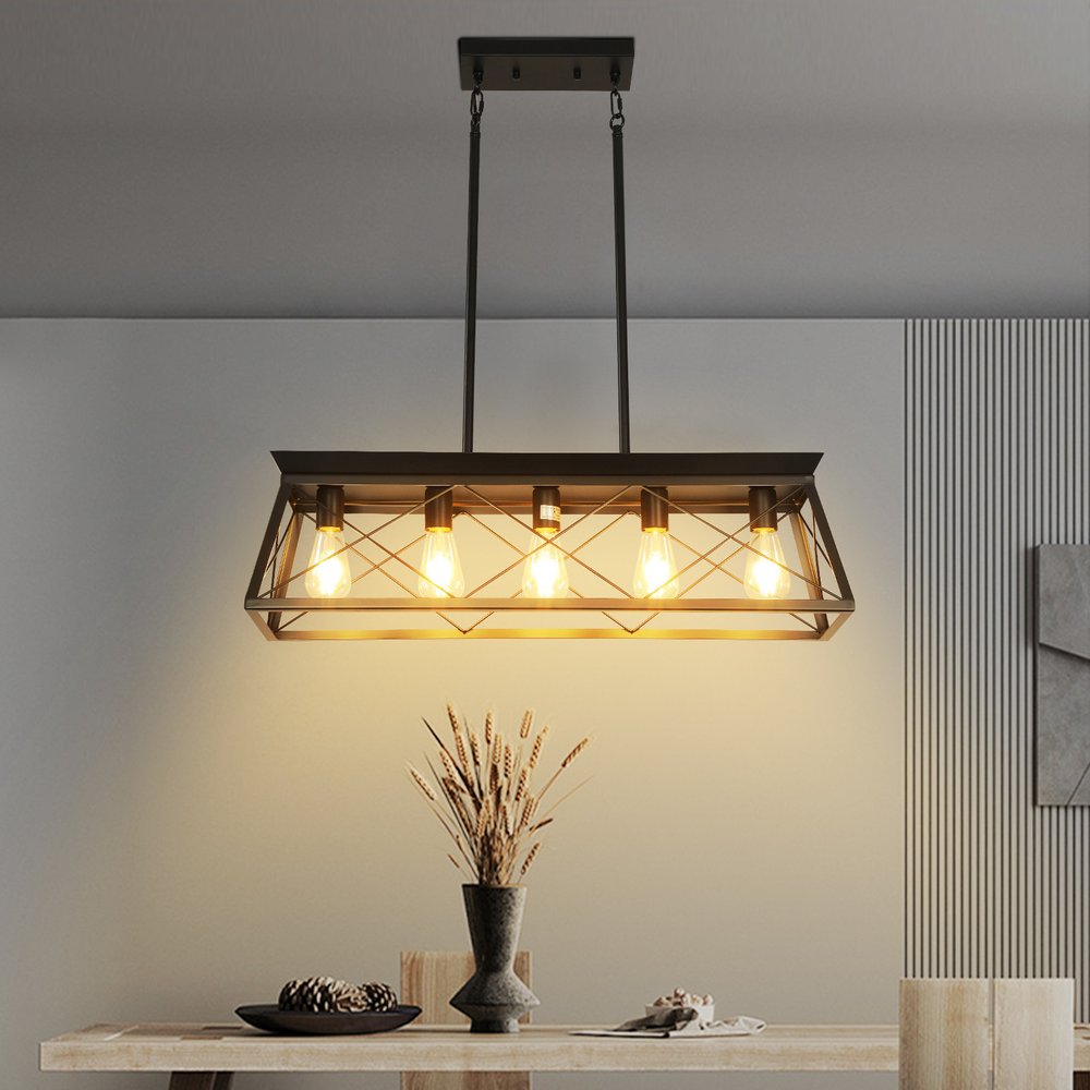 Black Five Light Metal Chandelier With Black Shades HomeRoots