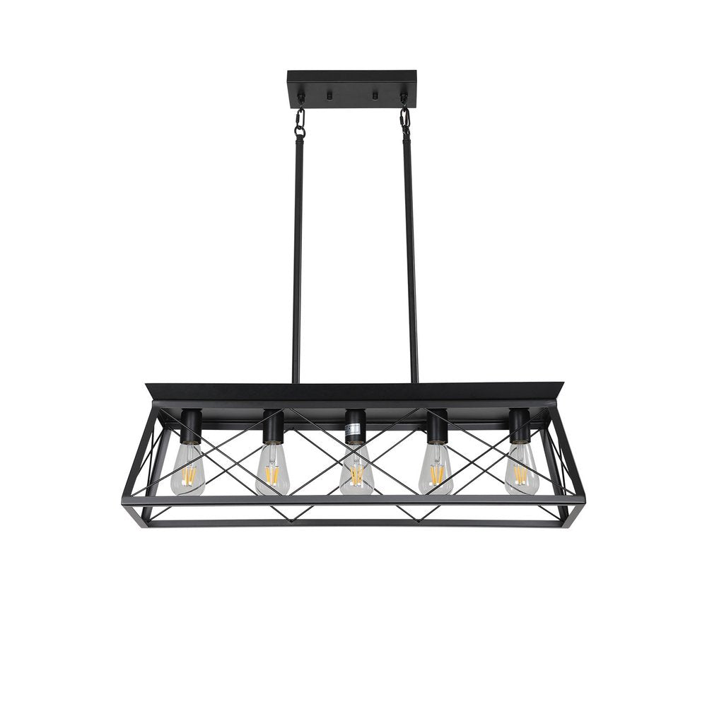 Black Five Light Metal Chandelier With Black Shades HomeRoots