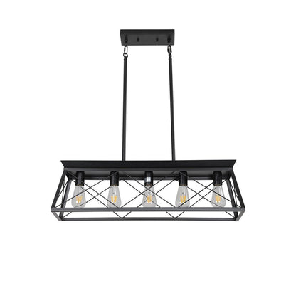 Black Five Light Metal Chandelier With Black Shades HomeRoots