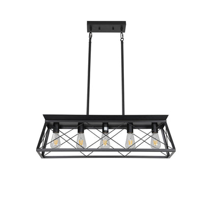 Black Five Light Metal Chandelier With Black Shades HomeRoots