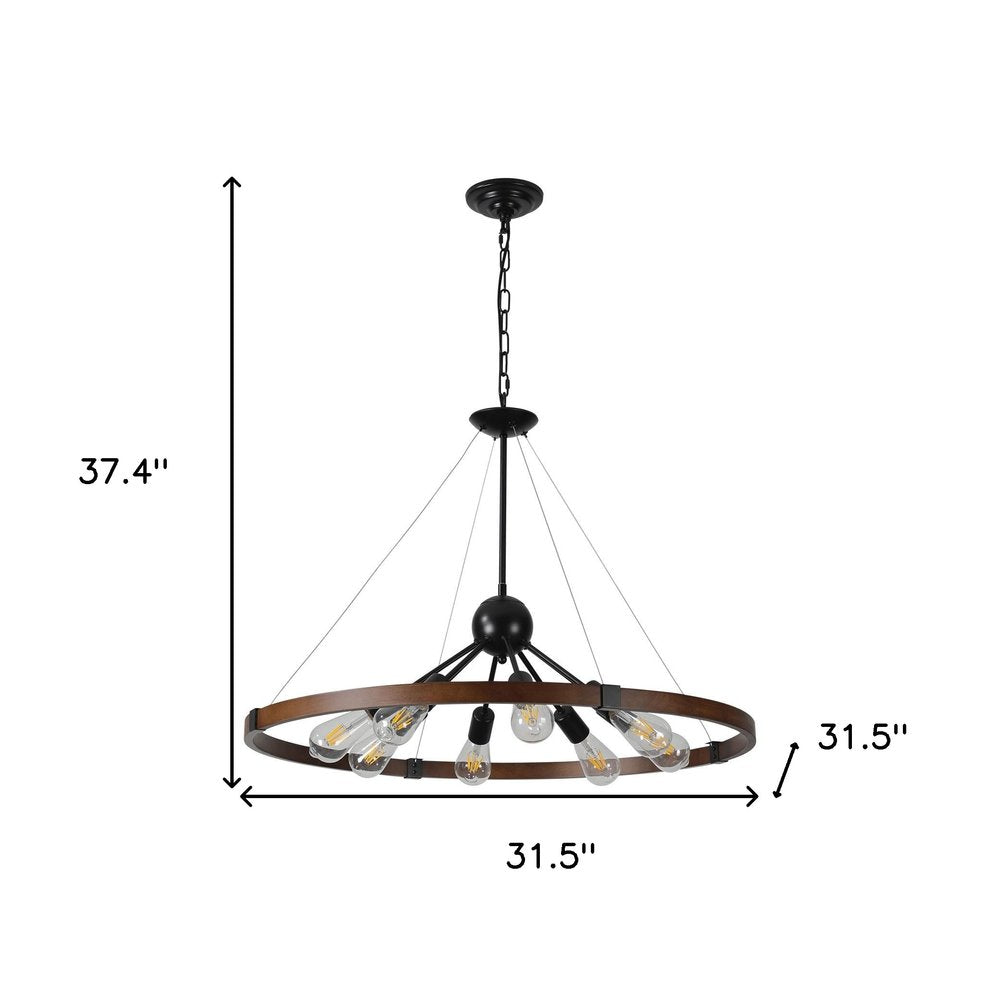 Brown Eight Light Metal Chandelier With Brown Shades HomeRoots