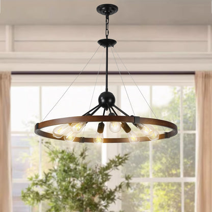 Brown Eight Light Metal Chandelier With Brown Shades HomeRoots
