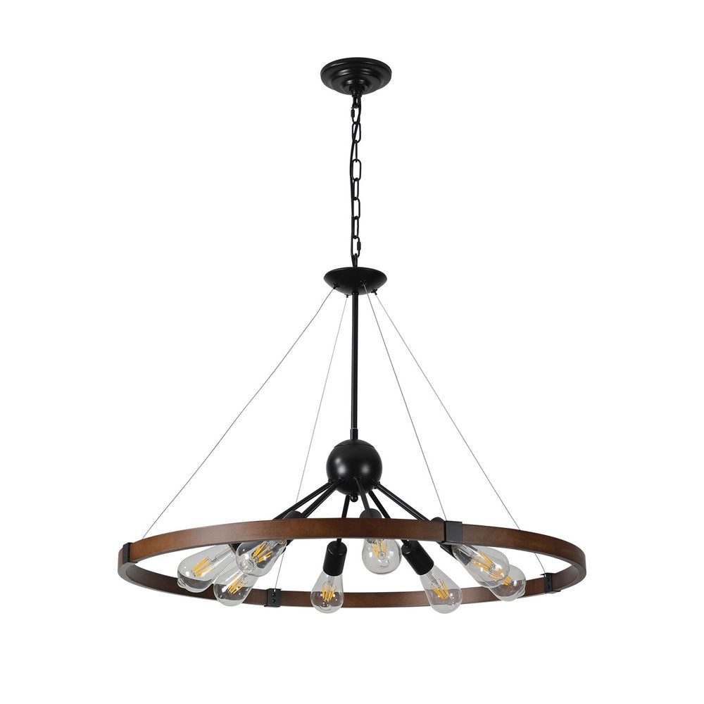 Brown Eight Light Metal Chandelier With Brown Shades HomeRoots