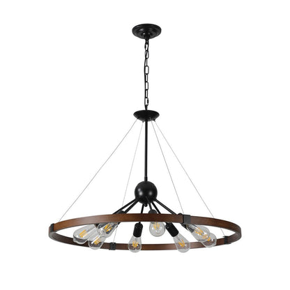 Brown Eight Light Metal Chandelier With Brown Shades HomeRoots
