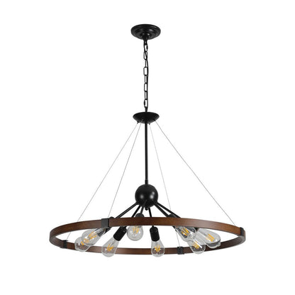 Brown Eight Light Metal Chandelier With Brown Shades HomeRoots