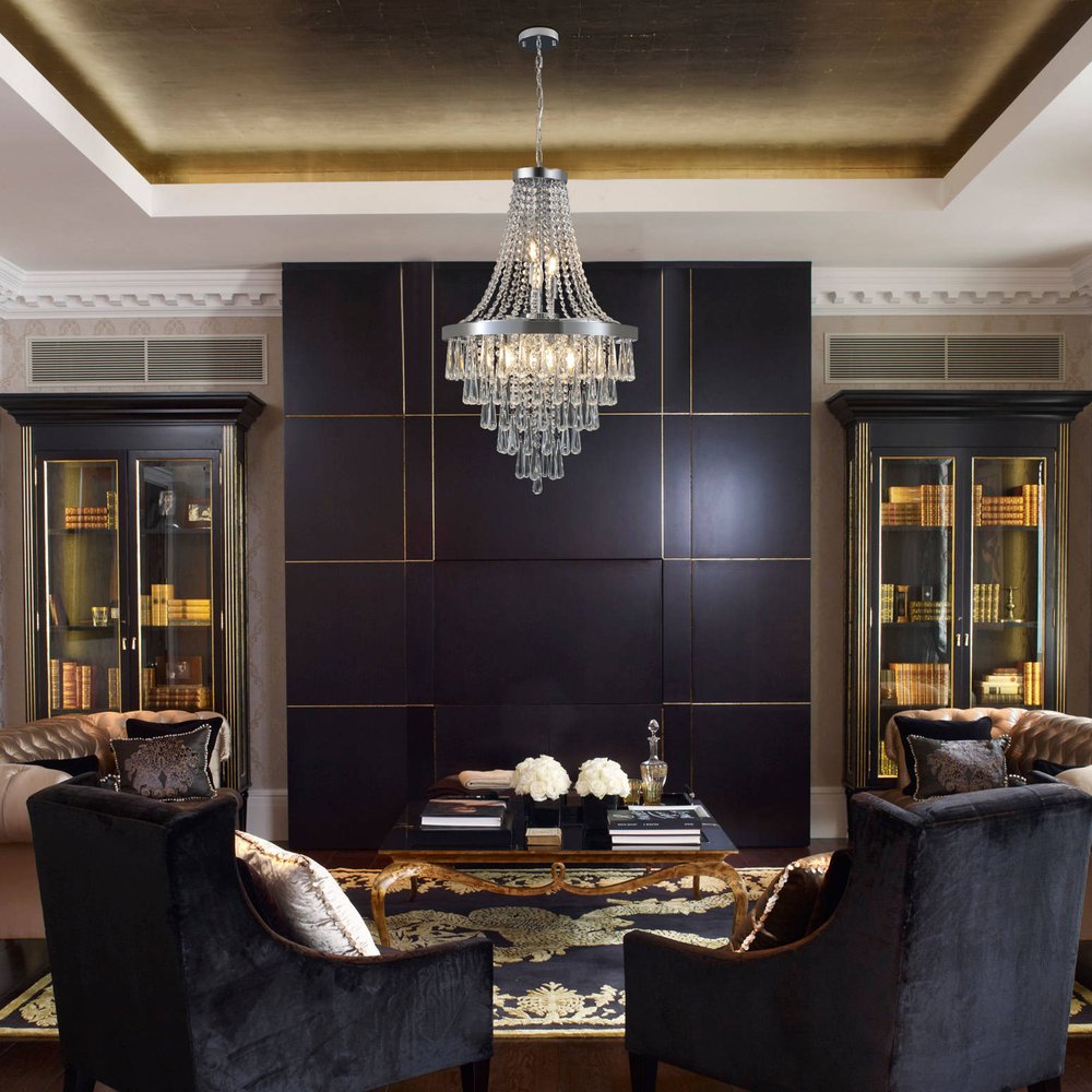 Amber Ten Light Metal Chandelier With Amber Shades HomeRoots