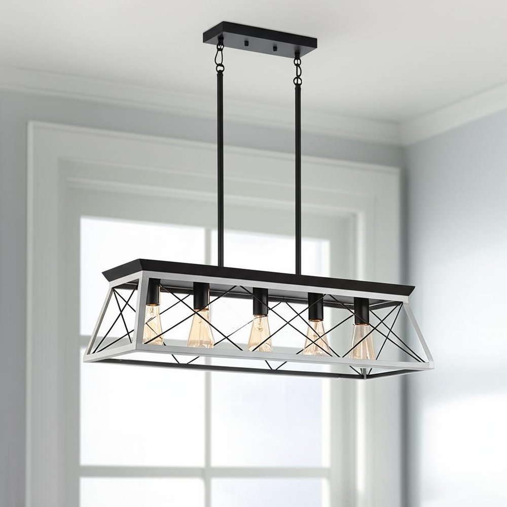 White Five Light Metal Chandelier With White Shades HomeRoots