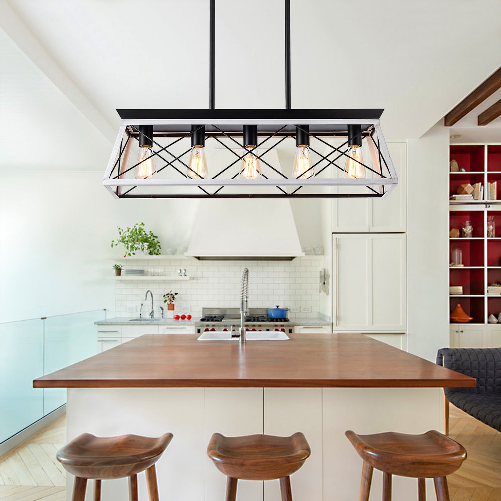 White Five Light Metal Chandelier With White Shades HomeRoots
