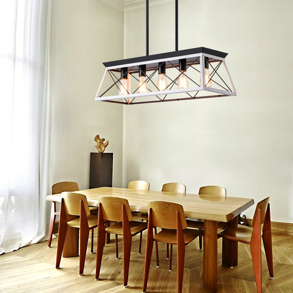 White Five Light Metal Chandelier With White Shades HomeRoots