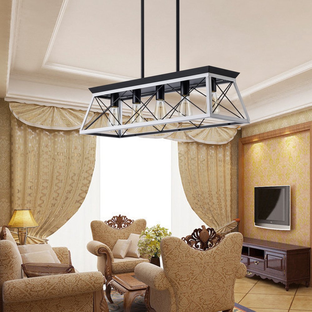 White Five Light Metal Chandelier With White Shades HomeRoots