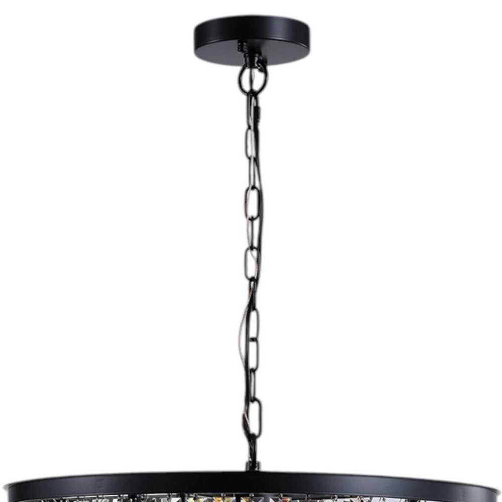 Black Seven Light Metal Chandelier With Black Shades HomeRoots