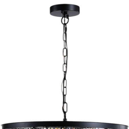 Black Seven Light Metal Chandelier With Black Shades HomeRoots