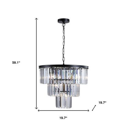 Black Seven Light Metal Chandelier With Black Shades HomeRoots
