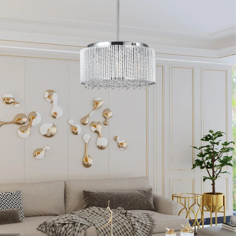 Clear Seven Light Crystal Chandelier With Clear Shades HomeRoots