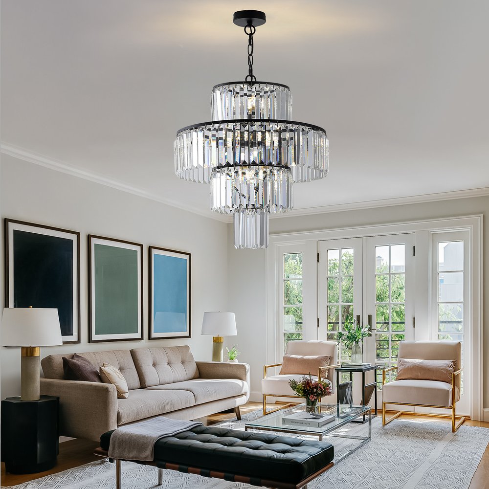 Black Chandelier Metal Ceiling Light HomeRoots