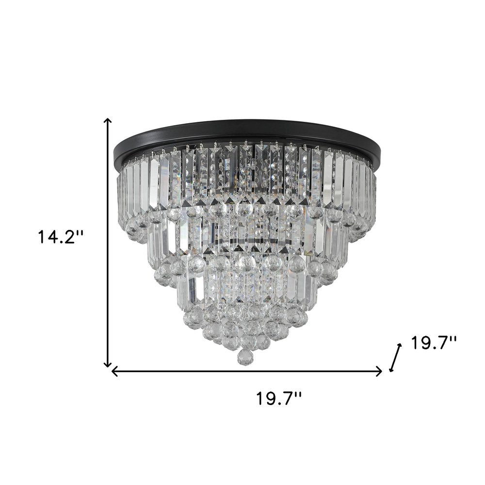 Black Six Light Crystal Flush Chandelier With Black Shades HomeRoots