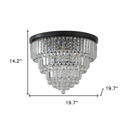 Black Six Light Crystal Flush Chandelier With Black Shades HomeRoots