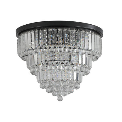 Black Six Light Crystal Flush Chandelier With Black Shades HomeRoots