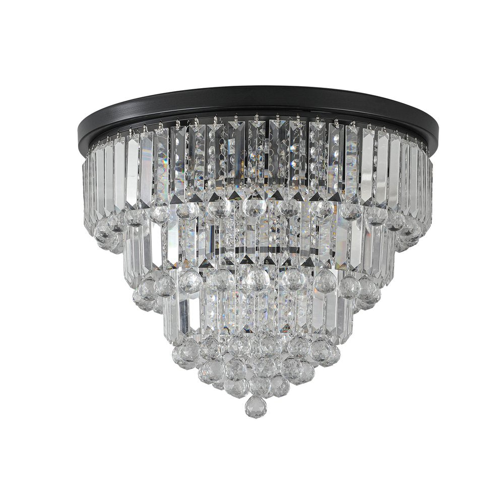 Black Six Light Crystal Flush Chandelier With Black Shades HomeRoots