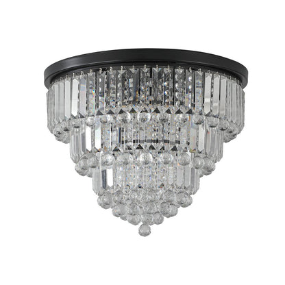 Black Six Light Crystal Flush Chandelier With Black Shades HomeRoots