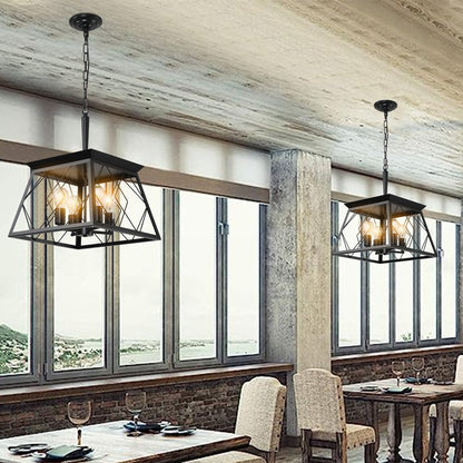 Black Four Light Metal Chandelier With Black Shades HomeRoots