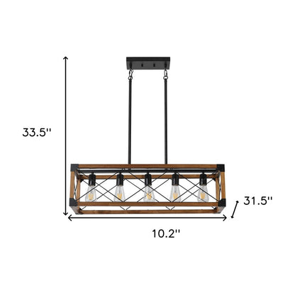 Brown Five Light Metal Chandelier With Brown Shades HomeRoots