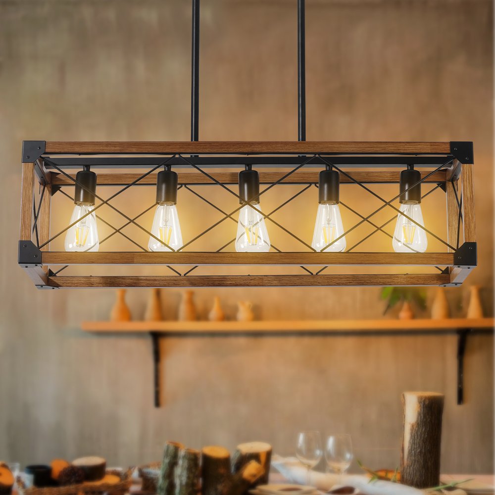 Brown Five Light Metal Chandelier With Brown Shades HomeRoots