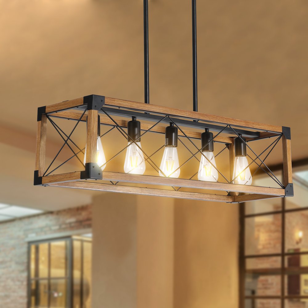 Brown Five Light Metal Chandelier With Brown Shades HomeRoots