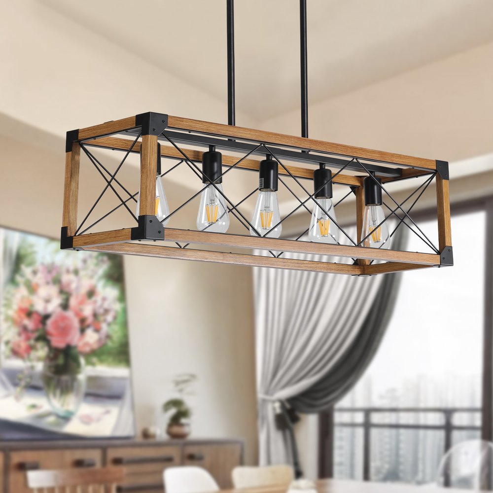 Brown Five Light Metal Chandelier With Brown Shades HomeRoots