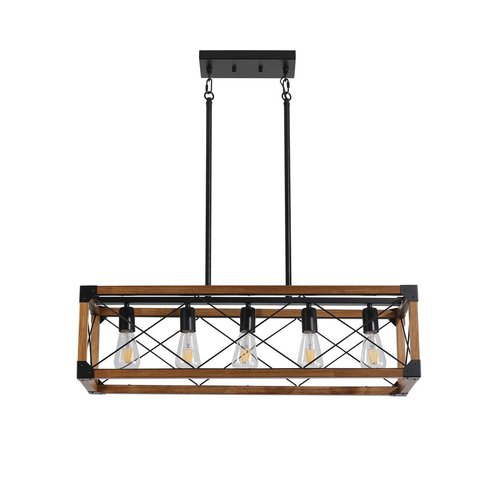 Brown Five Light Metal Chandelier With Brown Shades HomeRoots